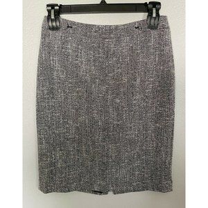 Ann Taylor Women Black Printed Lined Rayon Casual Business Skirt Sz 8